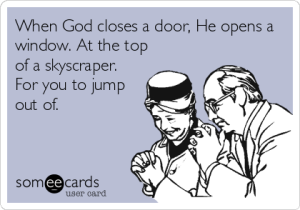 god closes a door funny